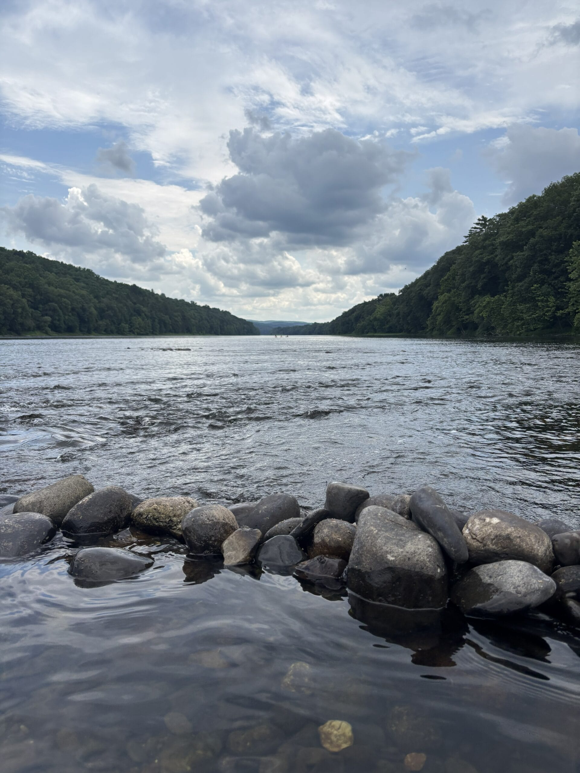 calming river with rocks